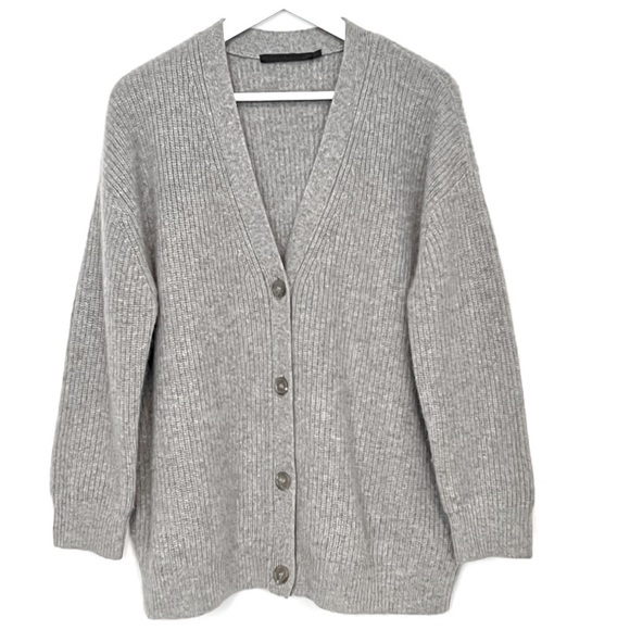 JENNI KAYNE Cashmere Cocoon Cardigan Sweater Heather Grey Oversized  XXS - Picture 4 of 9